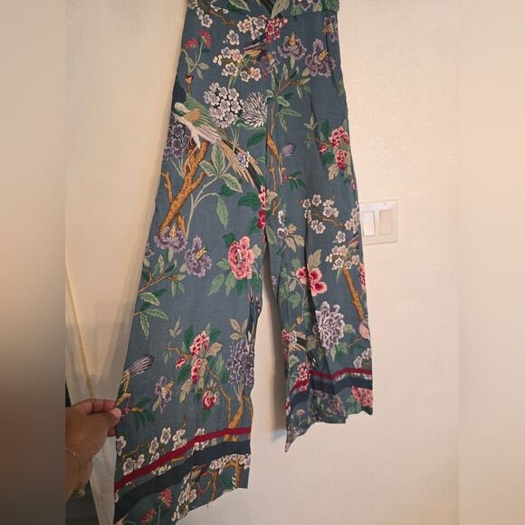 GP & J Baker X H&M Wide Leg Palazzo Pants Birds Print Multicolor Size 4 - Picture 11 of 14